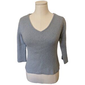 Vintage 90s Beechers Brook Pastel Blue Sweater Knit V-Neck Argyle Wool Blend M